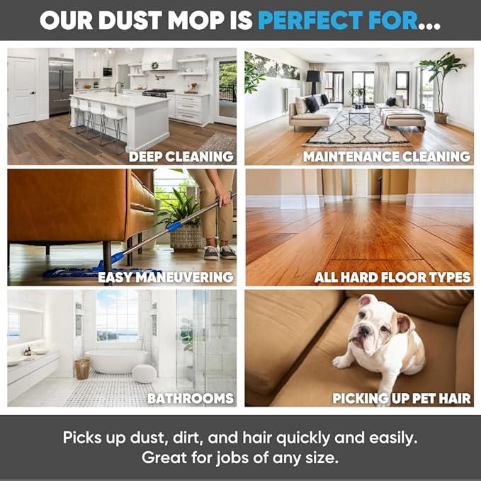 18 Mojave Microfiber Dust Mop System with 2 Dust Pads - Quickly Clean Hardwood Laminate Tile Stone Concrete