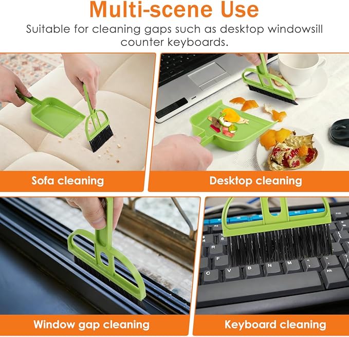 Healifty 18 Pack Mini Dust Pan and Brush Set Small Broom and Dustpan with Handle for Pets Kids Desk Home Camping Hand Cleaning Supplies