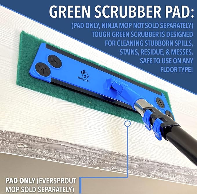 EVERSPROUT Never-Streak Ninja Floor Cleaning Mop Head 4 Reusable Washable Replacement Mop Pads Cleaning Pad Attachment Only No Pole 360 Full Rotation Microfiber Mop Pad Replacement Pads for Mops