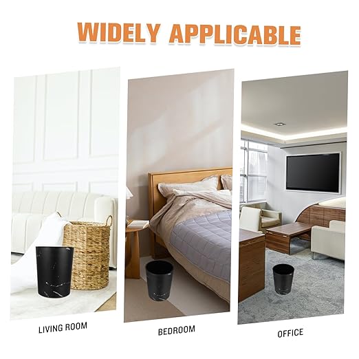 Large Capacity Marble Pattern Trash Bin for Home Office Stylish Wastebasket for Bathroom Living Room Plastic Garbage Can with Press Ring Design