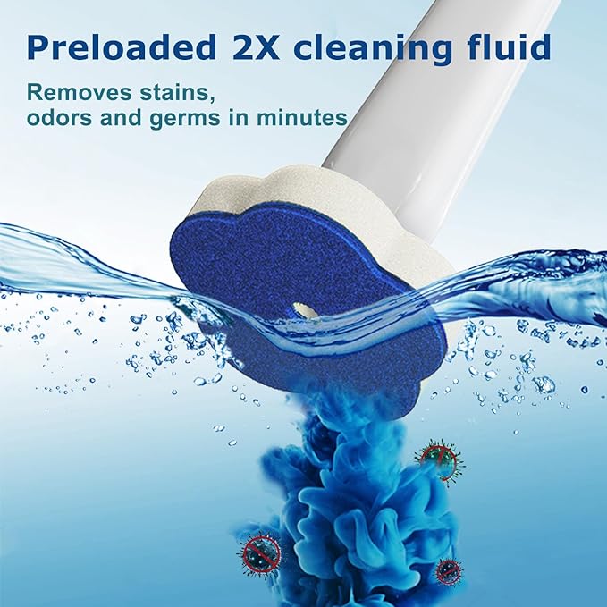 Disposable Toilet Brush: Toilet Bowl Brush and Holder Set with 24 Wand Refills Upgraded Handle 2X Cleaners Toilet Cleaning System with Storage Caddy for Sink Bathtub Floor Drain (2 Sets Blue)