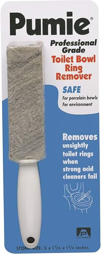 PUMIE Toilet Bowl Ring Remover TBR-6 Pumice Stone with Handle Removes Unsightly Toilet Rings and Stains from Toilets Sinks Tubs Showers Safe for Porcelain Pack of 2