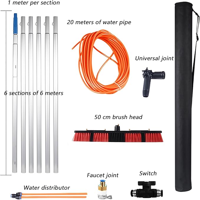 Outdoor high Window Cleaner car Glass Solar Panel Cleaning System Water Supply Brush Telescopic Pole kit50cm600cm