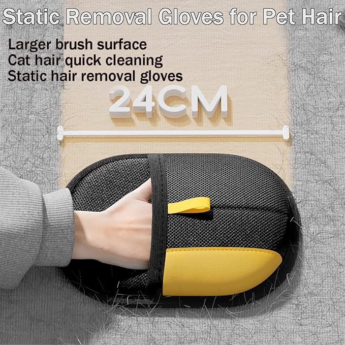 Electrostatic Pet Hair Removal Glove Static Removal Gloves for Pet Hair Reusable Double Sided Electrostatic Pet Hair Remover for Couch Furniture Carpet Car Seat (3PCS)