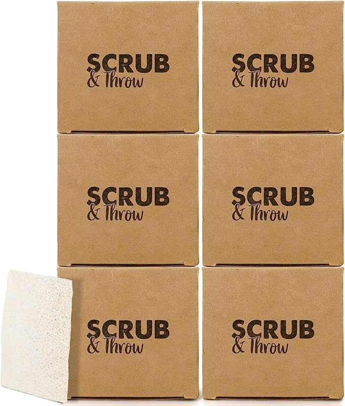 Scrub &amp Throw Natural Loofah Sponges Multipurpose Dish Cleaning Tools (Pack of 180) for Kitchen Bathroom and Household Use - Non-Scratch