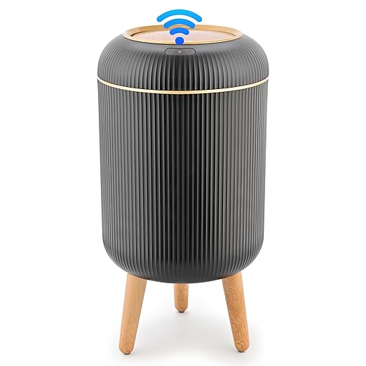 Pukomc Smart Sensor Wastebasket Convenient and Hygienic Easy to Use Technology Sensor Waterproof Wastebasket Plastic Trash can for Kitchen Bathroom Bedroom Living Room Office and Outdoor Black
