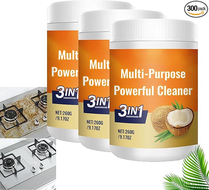 Coconut Oil Cleaning Paste All Purpose Cleaning Multi Degreaser Removes Stains on Microwave Oven Stove top Also for Bathroom Shower Glass and Sink Durable Stain (3PCS)