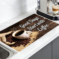 Nuxovilar Coffee Bar Mat Rustic Quote Pattern Dish Drying Pad Natural Rubber Canvas 16.92 x 31.1 inchs Coffee Accessories Counter Surface Kitchen Beverage Area