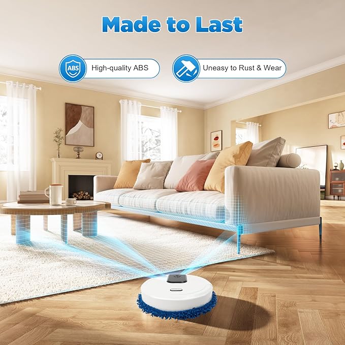 Automatic Mopping Machine Wet &amp Dry Dual-Purpose Floor Cleaner with 360° Spinning Pads &amp Spray Function 60 Min Runtime 645 Sq Ft Coverage for Pet Hair Stains - USB Rechargeable