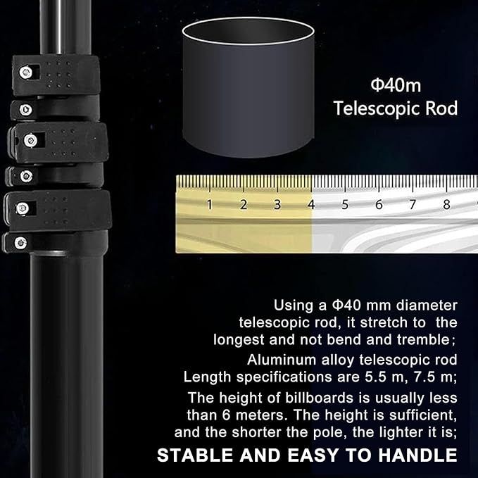 160 W Outdoor Glass Cleaner Rotatable Brush5.5/7.5 m Electric Portable Billboards Cleaning Tool Hand-heldAlloy Telescopic ‌Pole7.5m-Wired
