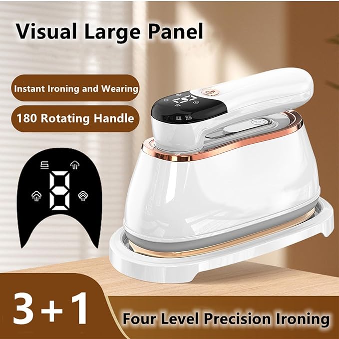2 In 1 Portable Ironing Machine Handheld Clothing Steam Iron 1200W +15 Seconds Fast Heating180°Rotation LCD Display Ironing Mode 7-Hole Pressurized Steam
