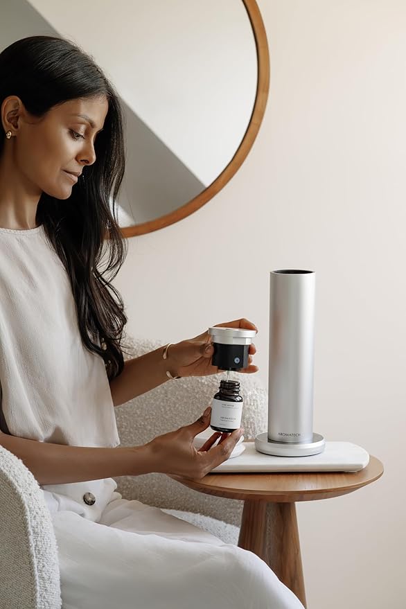 AromaTech New AroMini BT Plus Scent Diffuser w/Bluetooth – Cold-Air Diffusion Scent Machine for Home Office Hotel Spa – Nebulizing Diffusion System for Essential Oil Blends (Black)