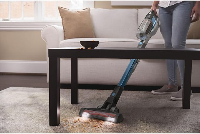 BLACK+DECKER Cordless Vacuum Powerseries Extreme Stick Vacuum Cordless Rechargeable Interchangeable Floorhead with Crevice Attachment 3 Speed Control Lightweight Blue (BSV2020G)