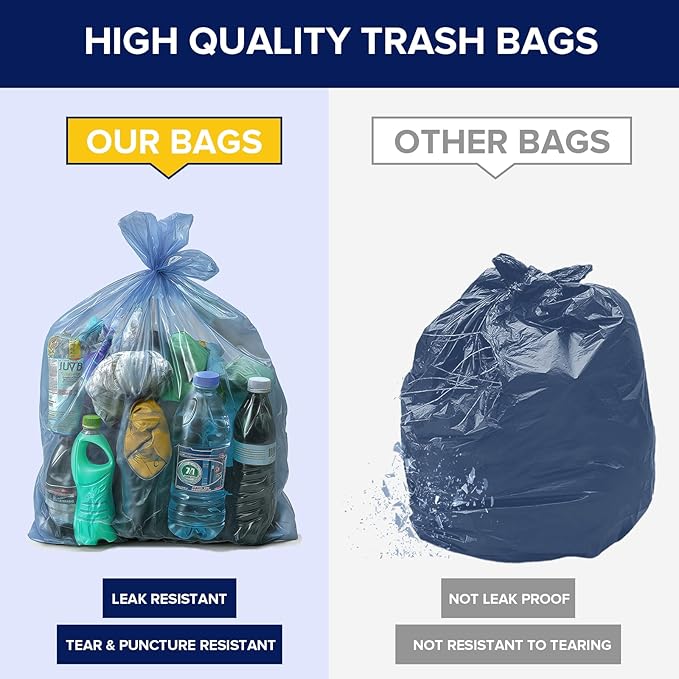 Generic Large 39-40 Gallon Heavy Duty Trash Can Bags|2 Mil |Blue Thickened/Plastic Bag-Kitchen&ampYardBuildingOutdoorHotel Property-Made in the USA (200)