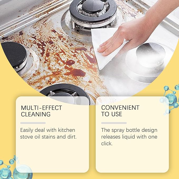 Kitchen Grease Cleaner - Stove &amp Oven Oil Stain Remover Easy Spray Design For Effortless Cleaning(3PCS)