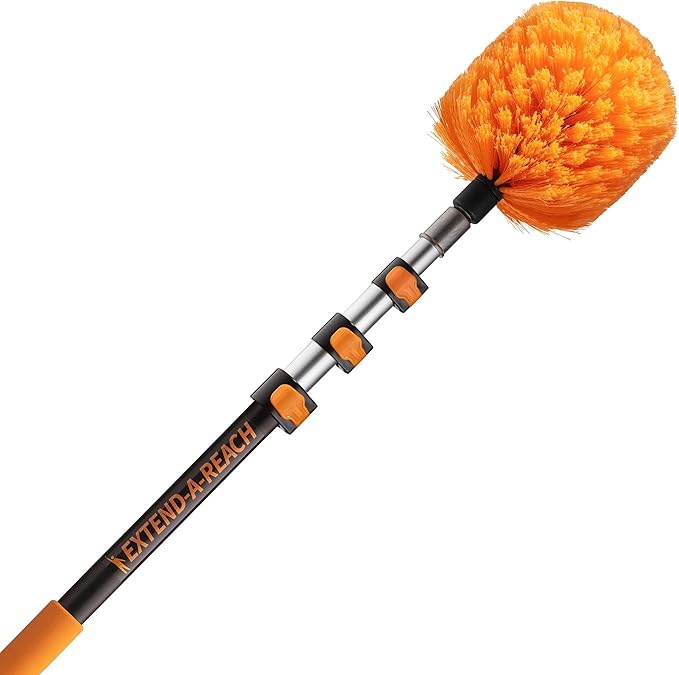 4-13 ft Cobweb Duster with Extension Pole // 20 Foot High Reach Spider Web Cleaner Cobweb Brush for Outdoor &amp Indoor Web Cleaning // Lightweight &amp Sturdy Telescopic Pole // The Ultimate Dustin