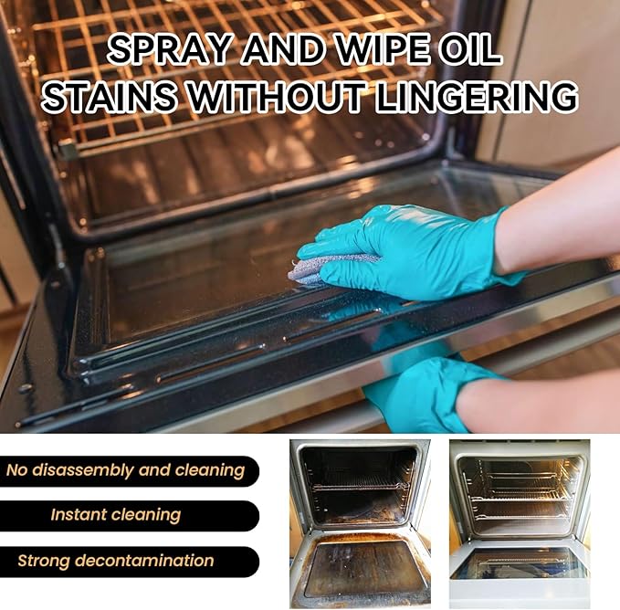 Oven and Grill Cleaner Heavy-Duty Degreaser Spray for Kitchen Stoves BBQ Grills 100ml/3.38 fl oz Professional Strength Grease Remover (10.14 Fl Oz)