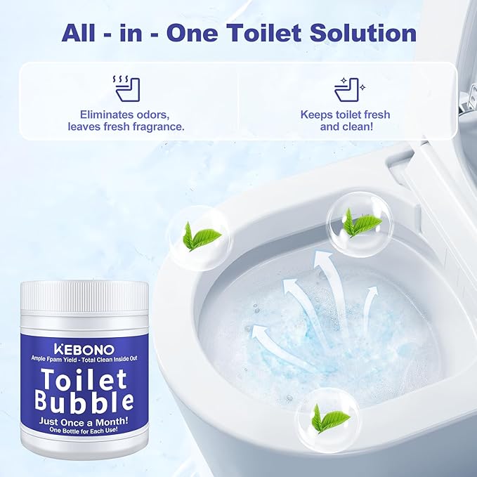 Toilet Cleaner - 2 Bottles Powerful Bathroom Cleaning Product Effectively Removes Stubborn Stains - Powder - 8.4 Ounces