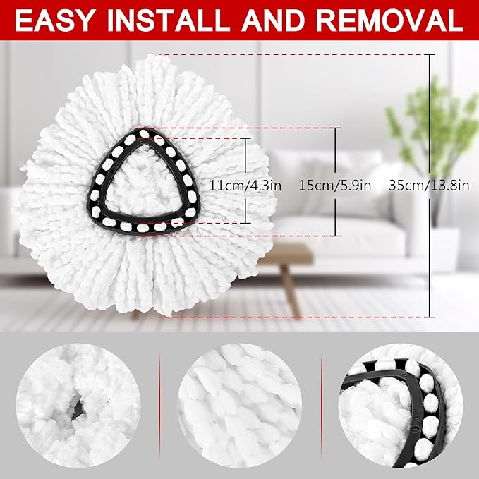 15-Pack Spin Mop Superior Replacement Heads – Compatible with O-Cedar EasyWring and Other Spin Mops Durable and Washable Refills for Effortless Floor Cleaning - iDeaology