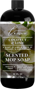 Lapew Coconut &amp Lime Scented Mop Soap - Luxury Floor Cleaner Concentrate for Mopping Tile Laminate Vinyl &amp Hardwood | Streak-Free Low-Foam | 36 oz