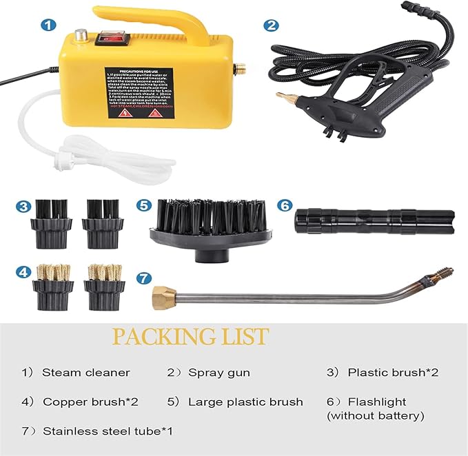 WZFANJIJ Multifunction Handheld Steam Cleaner 3000W High Pressure Portable Steam Cleaning Machine High Temperature Steam Clean for Furniture Kitchen Car HouseholdYellow-220v
