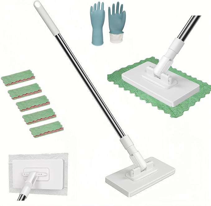 Convenient Cloth Changing Mini Mop with Clean Glove*1 and Reusable Cleaning Cloths*5Clever and Portable No Wash Mops with One-Click Cloth Change Zero Touch Mop for Small SpacesCorners