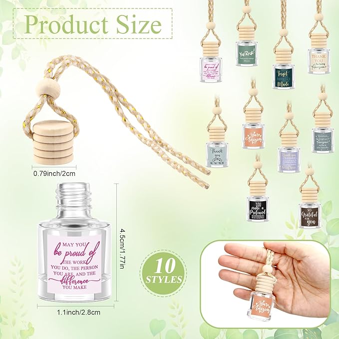 50 Pcs Employee Appreciation Gifts Bulk Empty Glass Car Air Freshener Hanging Diffuser Thank You Gifts for Employee Nurse Staff Dietician Social Worker Volunteer
