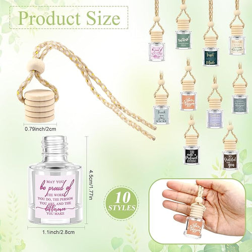 10 Pcs Employee Appreciation Gifts Bulk Empty Glass Car Air Freshener Hanging Diffuser Thank You Gifts for Employee Nurse Staff Dietician Social Worker Volunteer