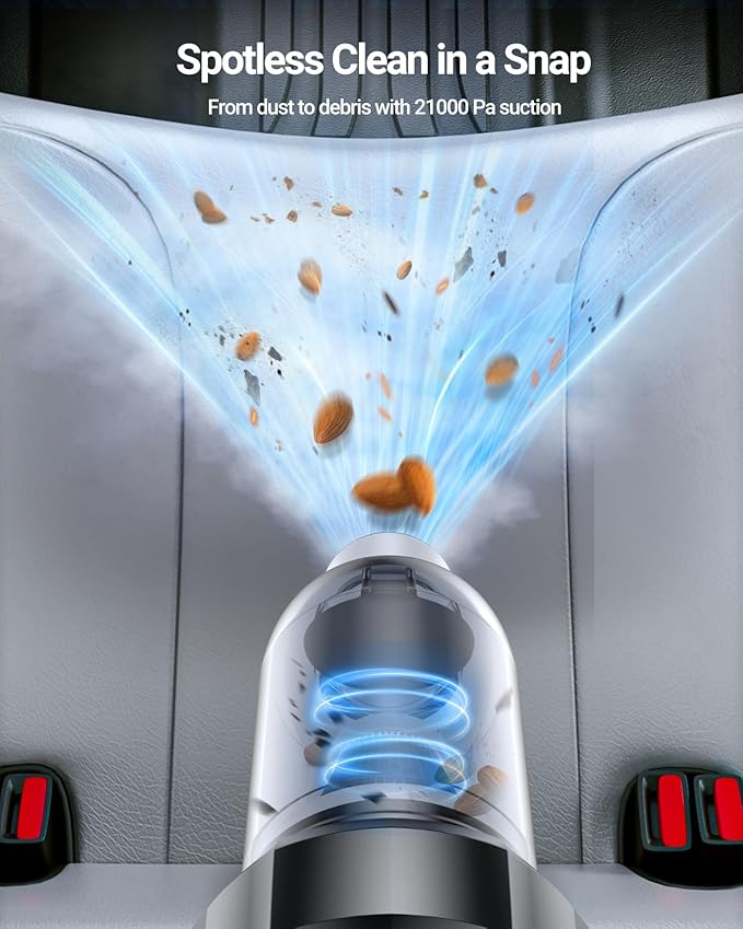 SEALIGHT Handheld Car Vacuum Wireless Portable Vacuum Cleaner with 21000pa High Power Suction Two Batteries Long Endurance 18v/120w Mini Vacuum Cleaner for Car Home Office Pet