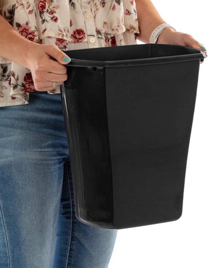 Sterilite 3 Gallon Rectangular Wastebasket Small Plastic Trash Can for The Bathroom Bedroom Dorm Room or Home Office Black 6-Pack