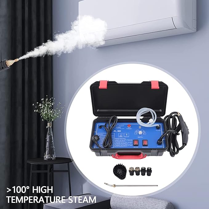 High Pressure Steam Cleaner 3000W High Temp Portable Steamer Machine Handheld Steam Cleaning for Home Air Conditioning Kitchen Hood Car