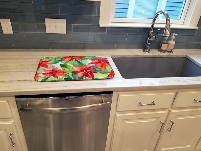 Caroline's Treasures DAC1602DDM Poinsettias in Watercolor Dish Drying Mat Absorbent Dish Drying Mat Pad for Kitchen Counter Dish Drainer Mat for Countertop 14 x 21 Multicolor