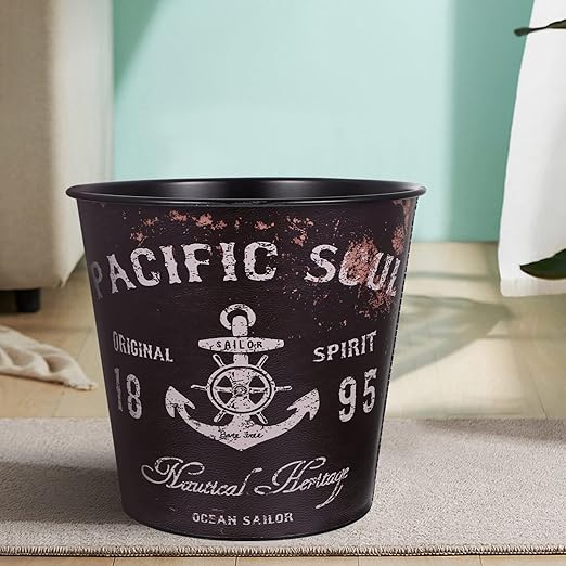 Alipis Home Trash Bin Large Capacity Iron Waste Basket Decorative Waste Paper Bucket for Living Room