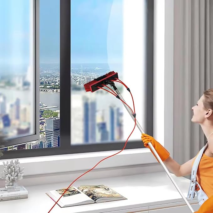 Window Cleaning Pole - Rotatable Brush Head Aluminum Material Window Brush Window Cleaning Brush Kit600cm