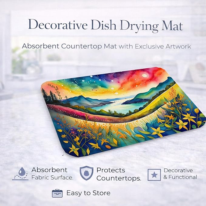 Caroline's Treasures DAC1441DDM Hypericum or St. John�s Wort in Color Dish Drying Mat Absorbent Dish Drying Mat Pad for Kitchen Counter Dish Drainer Mat for Countertop 14 x 21 Multicolor