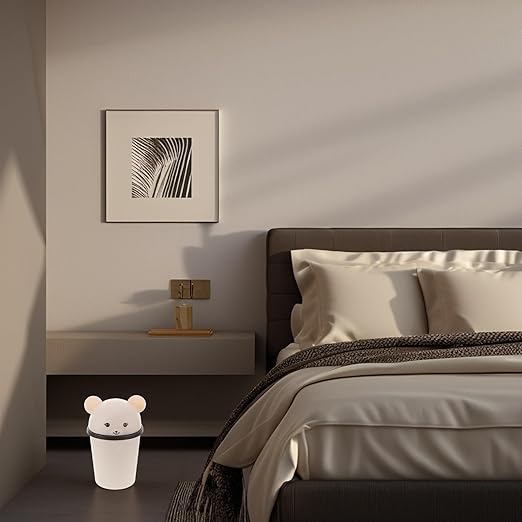 Bear Shaped Wastebasket Trash Can 10L Plastic Swing Lid Bathroom Kitchen Bedroom Home Office Storage Bin for Room