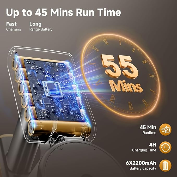Cordless Vacuum Cleaner 8 in 1 40Kpa 55MinsLightweight Vacuum Cleaners for Home Stick Vacuum with Anti-Tangle BrushWall Mount Rechargeable Cordless Vacuum for Floor/Sofa/Pet HairGolden