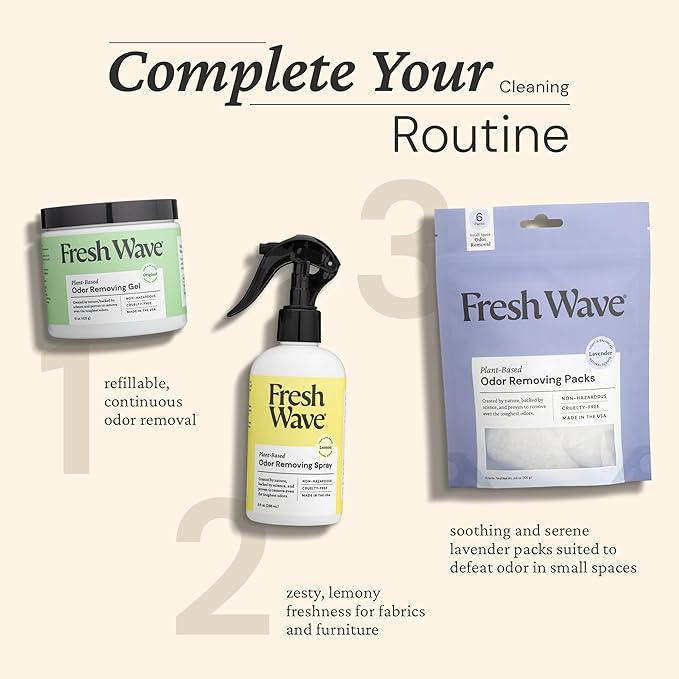 Fresh Wave Odor Removing Variety Bundle: (1) 8 fl.oz. Spray (1) 6ct Packs (1) 15 oz. Gel