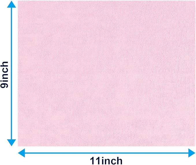 GLIMGLINT Pink Microfiber Cleaning Cloth 100 Pack Cleaning Rags Lint-Free Ultra Absorbent Reusable Paper Towels for Home Kitchen Car Garage or Shop Dish Rags 11 x 9