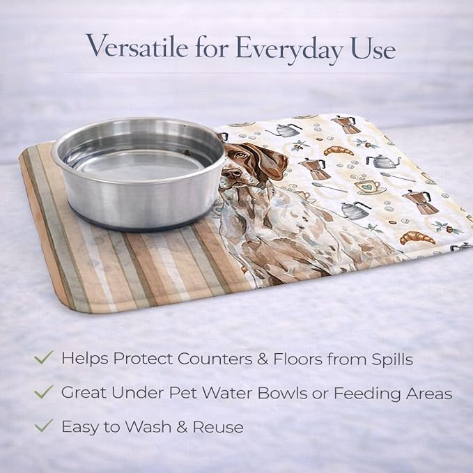 Caroline's Treasures German Shorthaired Pointer Coffee Bar Dish Drying Mat Absorbent Dish Drying Mat Pad for Kitchen Counter Dish Drainer Mat for Countertop 14 x 21 Multicolor