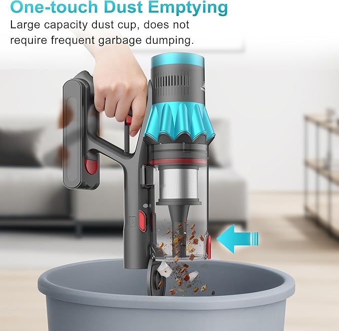 Cordless Vacuum Cleaner 55Kpa 70Mins Stick Vacuum for Home with LED Display and Self-Standing Vacuum with Anti-Tangle Brush&ampWall Mount Charging Vacuum Cleaners for Pet Hair/Carpets/Floors