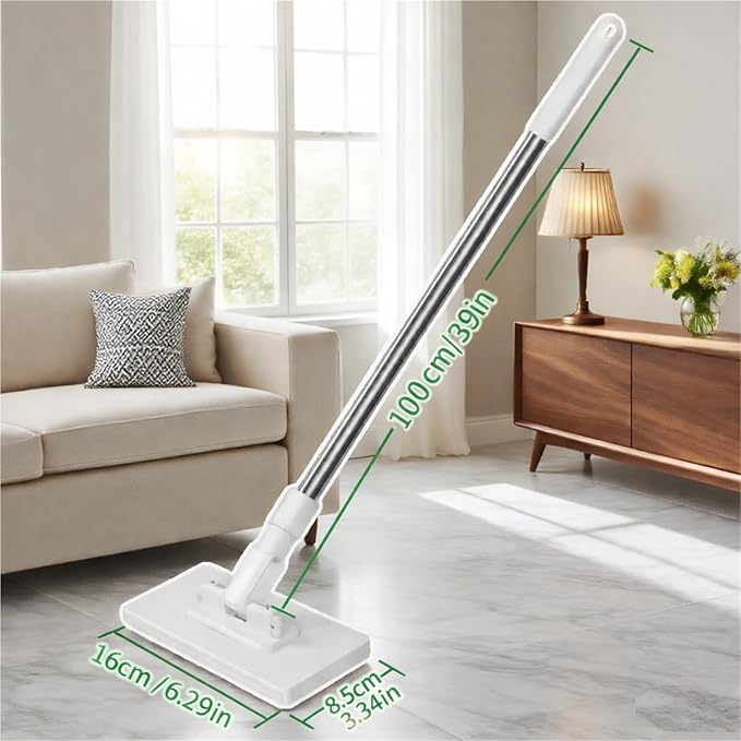 Clever Snap-Grip Mini Mop with 10 Reusable Cloths Snap Grip Mini Mop Set No Wash Dust Wet Dry Mops for Floor Wall Bathroom Kitchen(2pcs)
