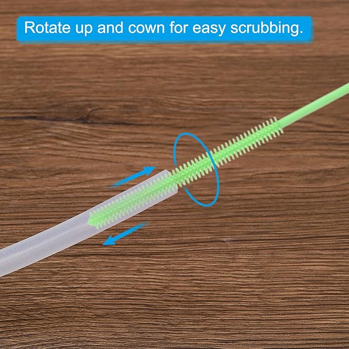 2 Pcs Silicone Straw Brush 9.4 Inch Bottle Straw Brushes n (6mm+8mm)