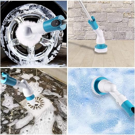 Spin Scrubber 360 Cordless Tub and Tile Scrubber Multi-Purpose Power Surface Cleaner with 3 Replaceable Cleaning Scrubber Brush Heads 1 Extension Arm and Adapter
