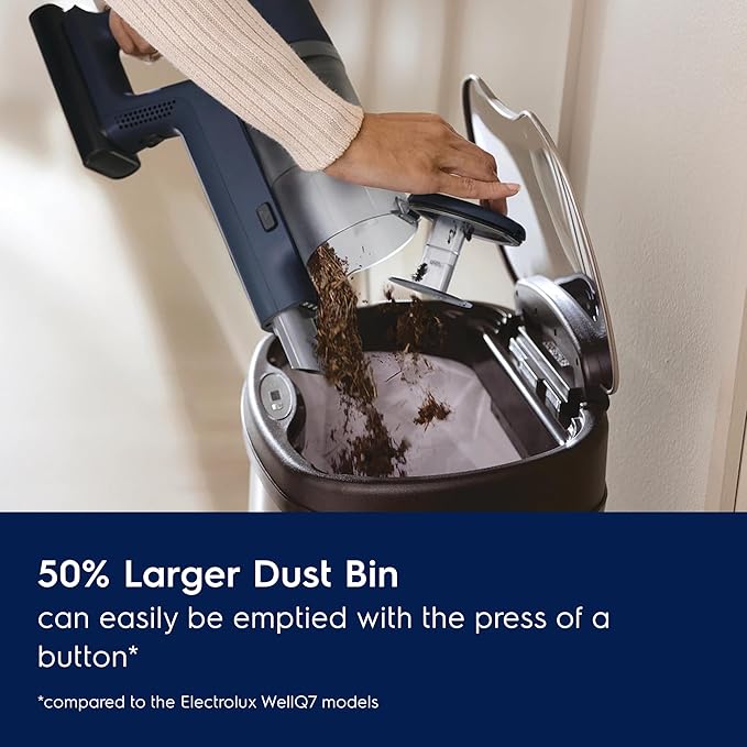 Electrolux Ultimate600 Cordless Stick Vacuum with PowerPro Bristle Nozzle and Larger Dust Bin Capacity 50-Minute Run Time 3 Power Modes Denim Blue
