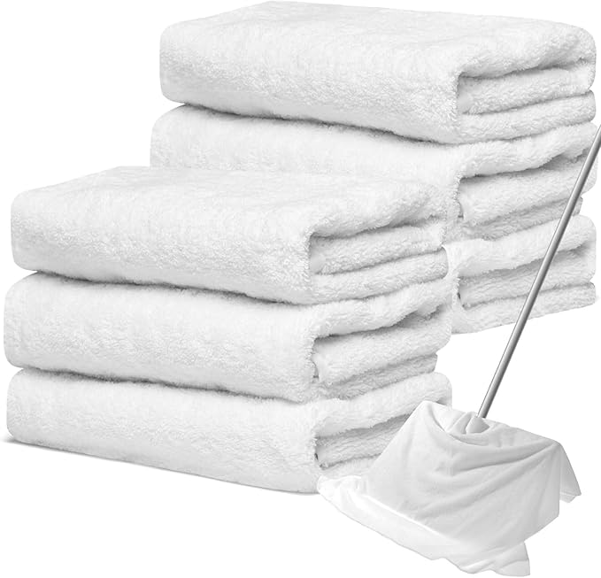 Newwiee 6 Pcs Extra Large Microfiber Cleaning Cloth 30 x 20 Washable Reusable Microfiber Towel Streak Free Lint Free Cloth for Cleaning Home Glass Office Window Bathrooms (White)