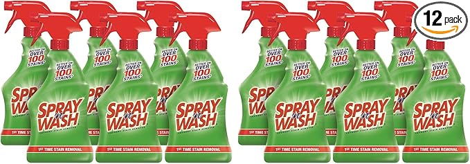 Spray N'Wash Pre-treat Laundry Stain Remover BottlesClear1.37 Pound132 Fl Oz(Pack of 12)