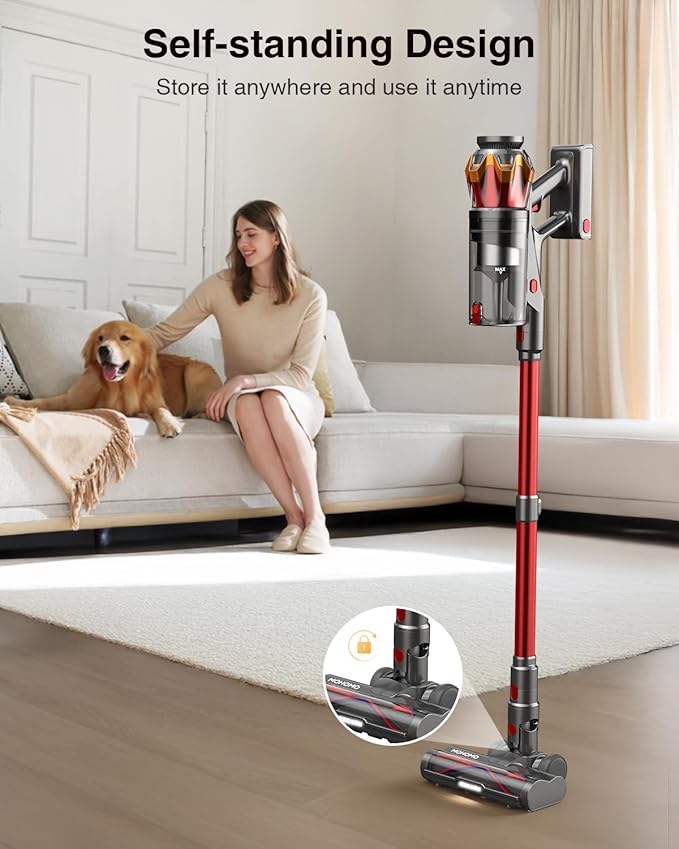 Cordless Vacuum Cleaner 650W/55KPa 70Mins Vacuum Cleaners for Home Self-Standing Stick Vacuum with Anti-Tangle Brush &amp OLED Touch Screen Vacuum Cleaner for Hardwood FloorsCarpetPet HairCar (