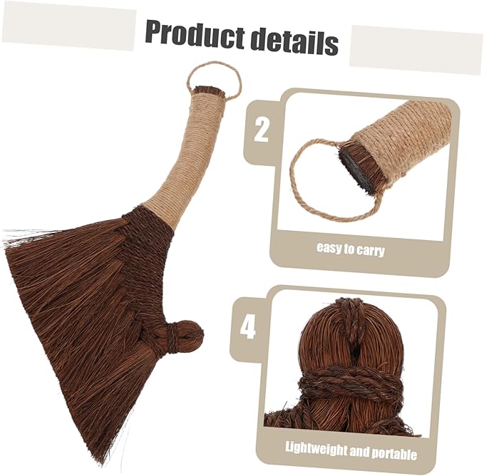 Zerodeko Mini Desk Broom Soft Straw Bristles Portable Handheld Dust Sweeping Brush for Desktop and Table Cleaning Natural Cleaning Tool for Home Use