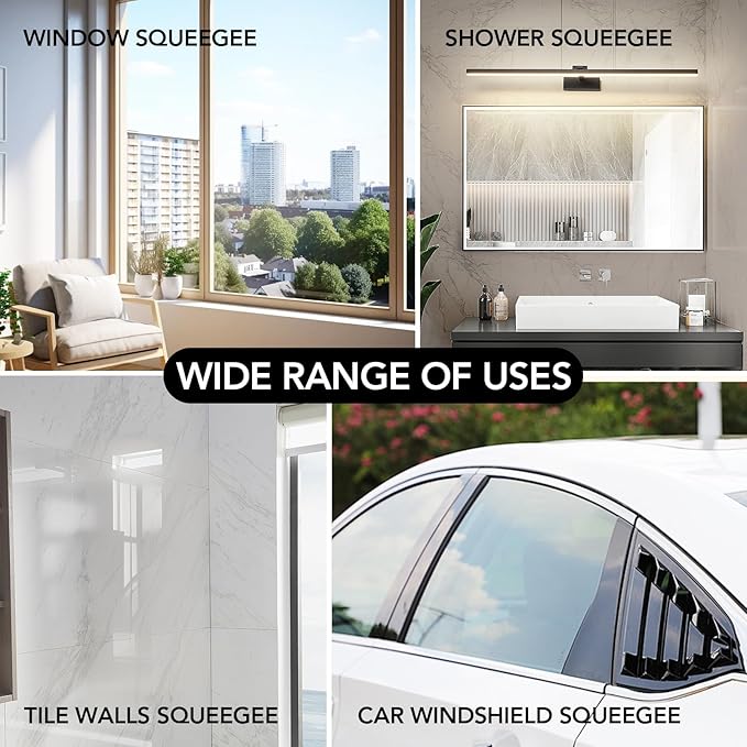 Shower Squeegee with Long Handle 15-51 Telescopic Squeegee for Window Cleaning Window Squeegee for Glass Doors Extendable Window Cleaner Tool for Tile Walls Sliding Door Floor Car Windshield-GD
